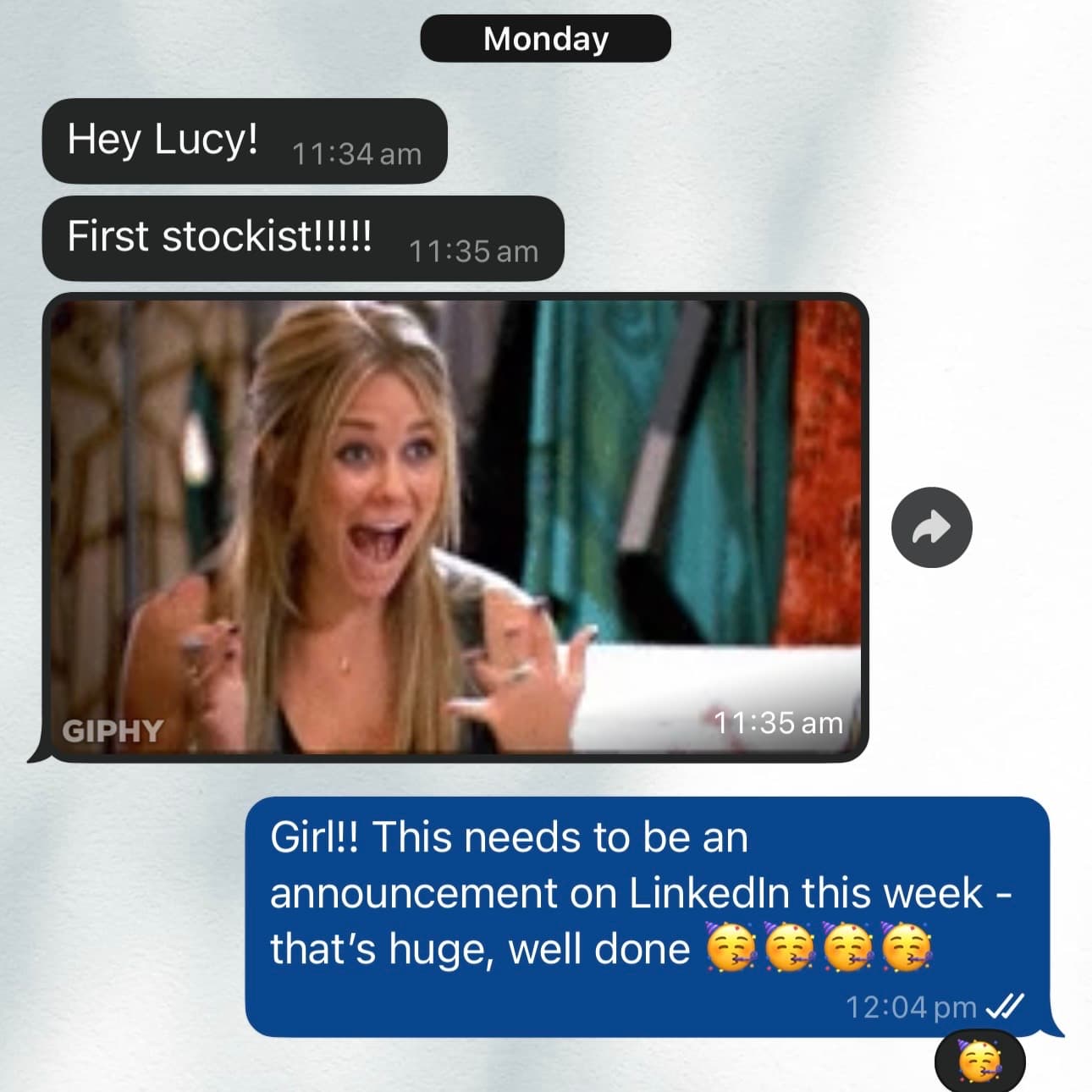 WhatsApp conversation showing customer results from founder-led posting
